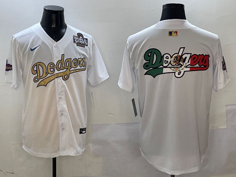 Men Los Angeles Dodgers Blank White Champion gold character 2025 Nike MLB Jersey style 9
